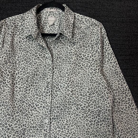 CHICO’S NO-IRON Stretch Cool Max All Season Animal Print Shirt - Size 3 US 16/18 - Picture 2 of 4